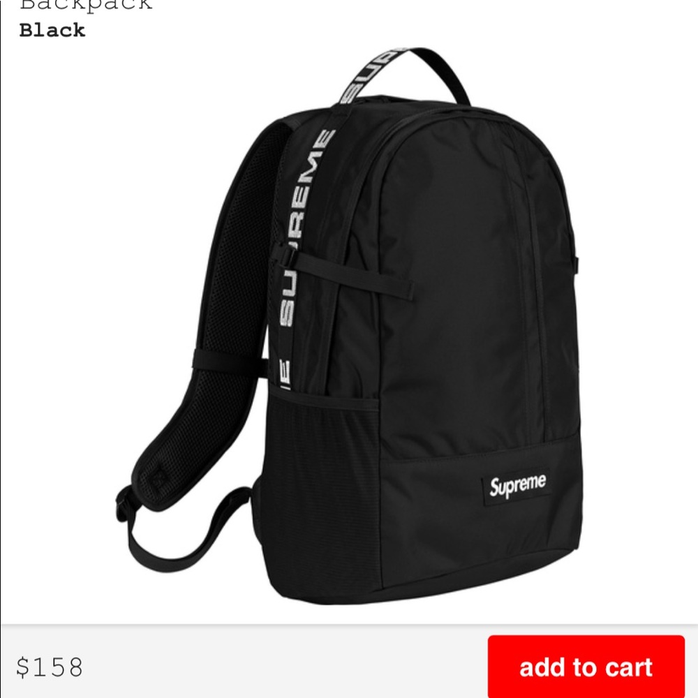 Black Supreme SS18 Bookbag